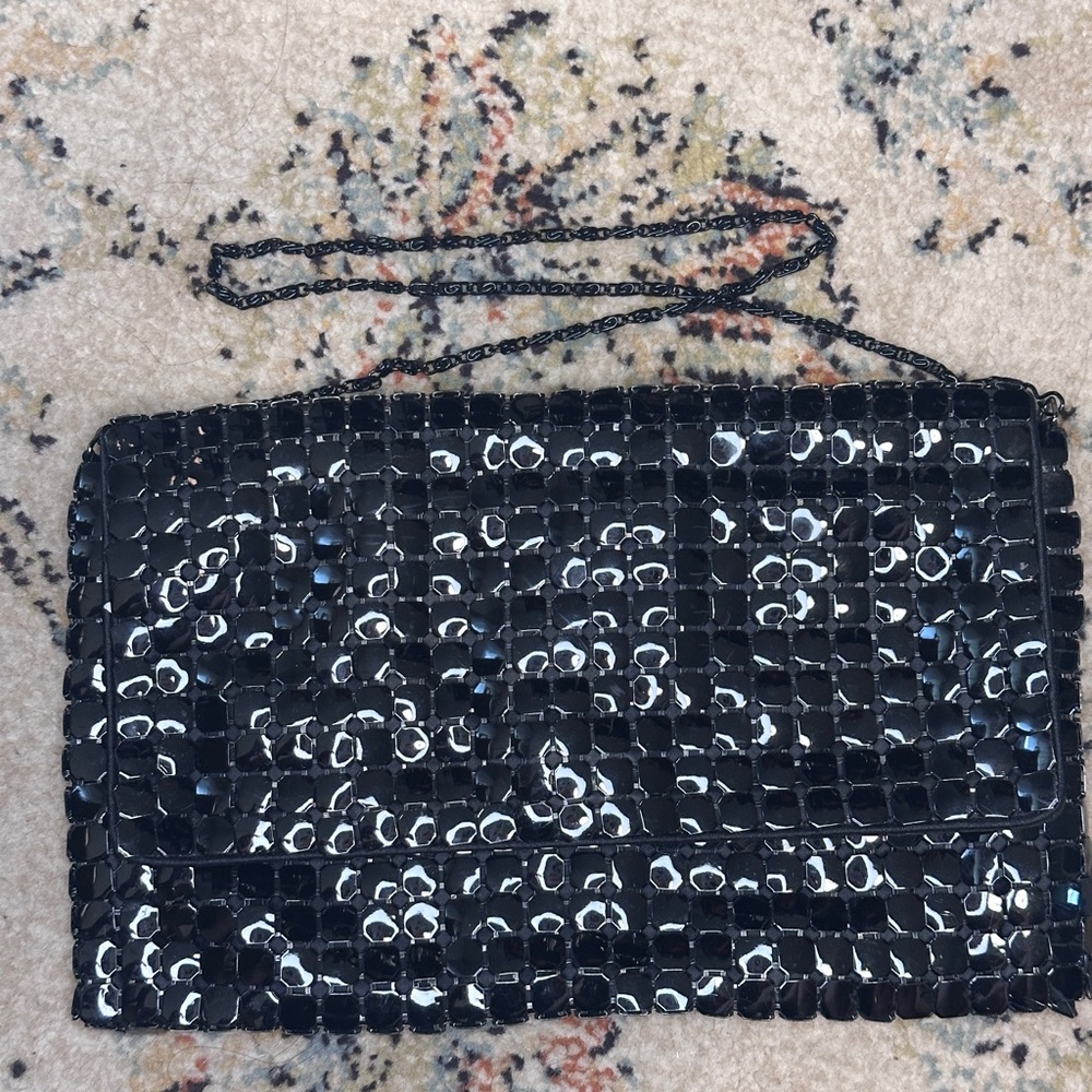 New York & Company Black and Silver Clutch